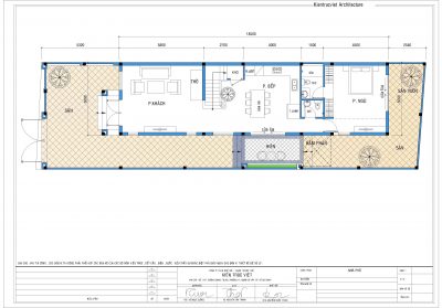 Mặt bằng bố trí sơ bộ tầng trệt nhà 7x26