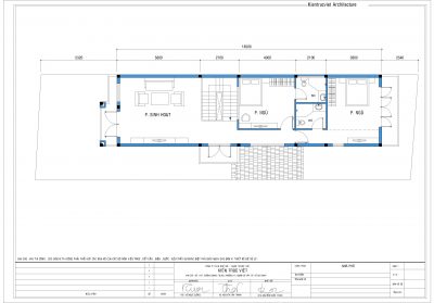 Mặt bằng bố trí sơ bộ tầng 2 nhà 7x26