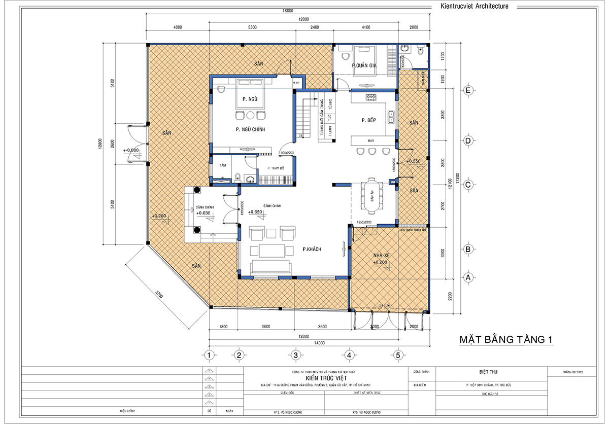 Mặt bằng tầng 1 - Biệt thự 300m2