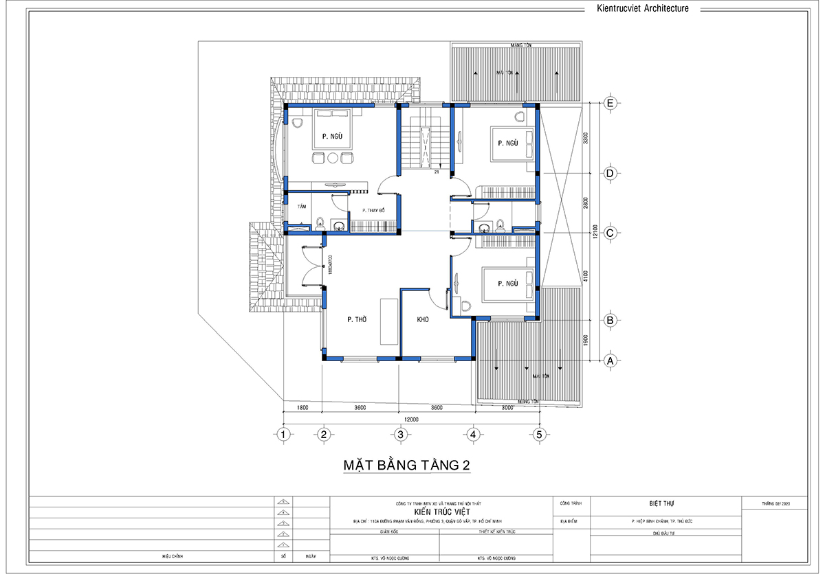 Mặt bằng tầng 2 - Biệt thự 300m2